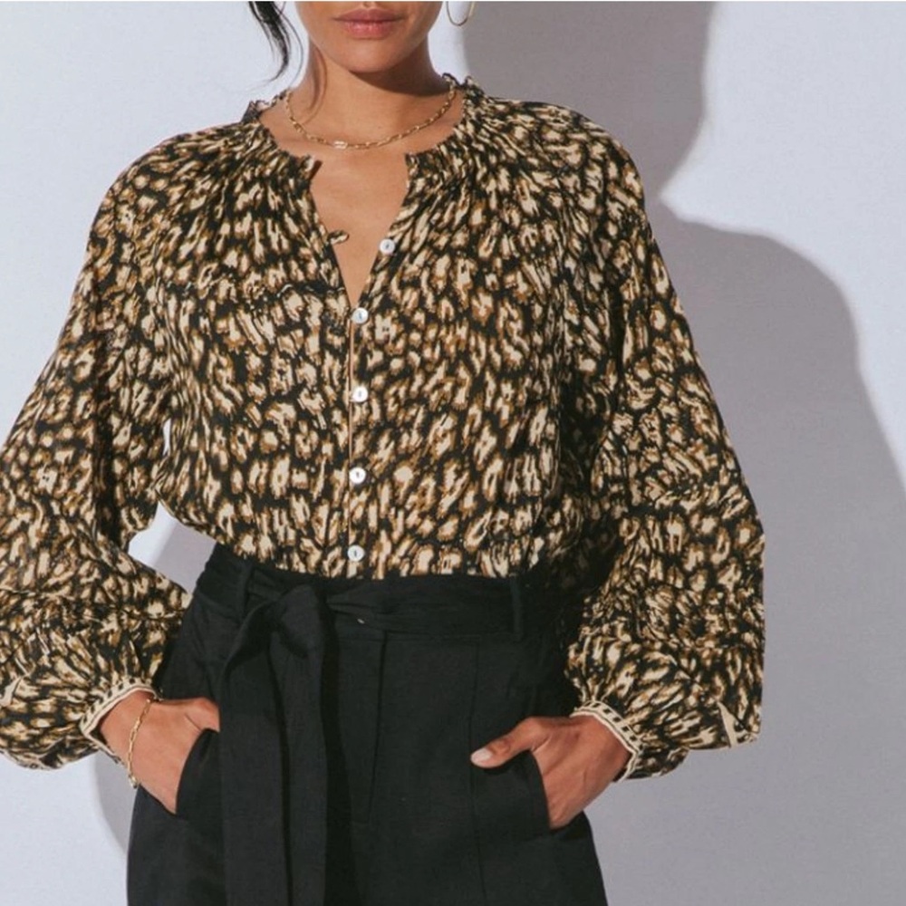 Cleobella Leopard Block Prink Alicia Blouse
